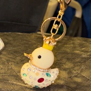 Charming Duck Keychain with Rhinestones